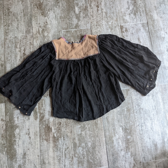 NWOT FREE PEOPLE Sequins Boho Wrap Oversized Blouse - Picture 3 of 6